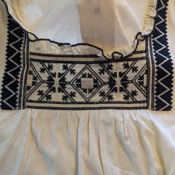 SOLITAIRE NWT Hand Made blouse top Sz S EMBROIDERY lace RUFFLE cuffs BOHO CHIC - Picture 3 of 14